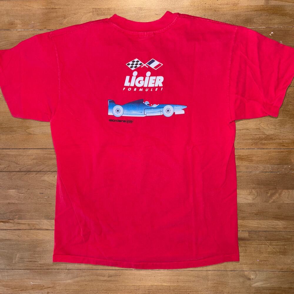 Vintage Ligier Formule 1 Racing T-Shirt Red Graphic F1 Car Tee Single Stitch LG